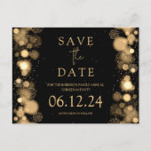 Elegant Kerstmis Save The Date Gouden Winter Zwart Aankondigingskaart (Voorkant)