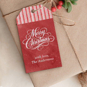 Elegant Kerstmis-script Cadeaulabel