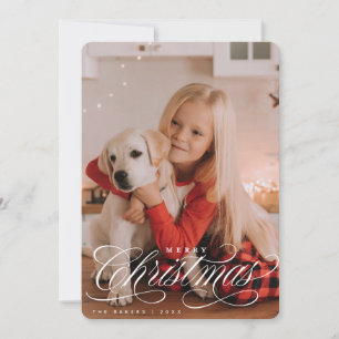 Elegant Kerstmis script en serif foto  Feestdagenkaart