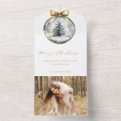 Elegant Kerstmis Script Gouden Ornament All In One Uitnodiging (Binnen)