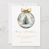 Elegant Kerstmis Script Gouden Ornament Feestdagenkaart (Voorkant)