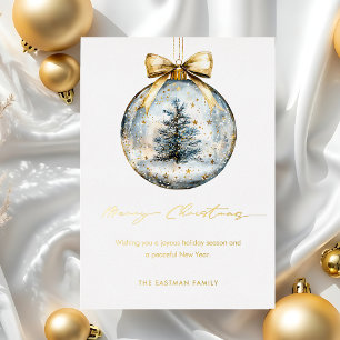 Elegant Kerstmis Script Gouden Ornament Folie Feestdagenkaart