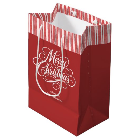 Elegant Kerstmis-script Medium Cadeauzakje (Voorkant Gekanteld)