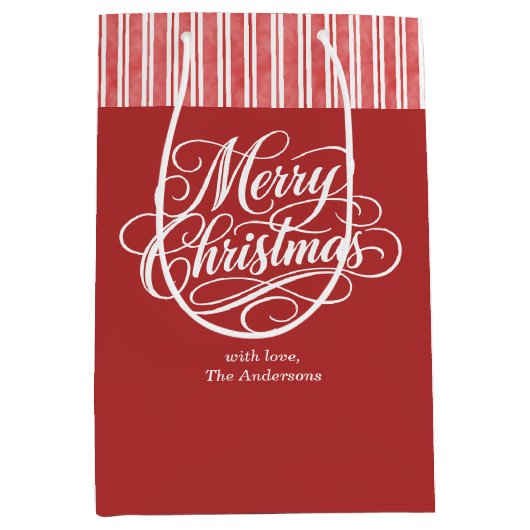 Elegant Kerstmis-script Medium Cadeauzakje (Voorkant)