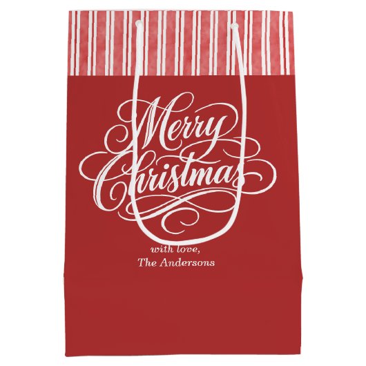 Elegant Kerstmis-script Medium Cadeauzakje (Achterkant)