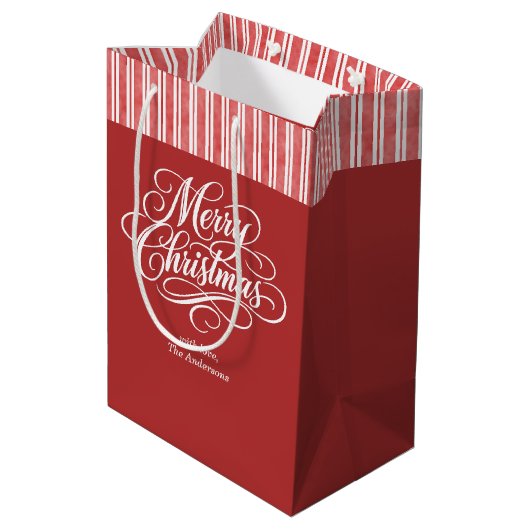 Elegant Kerstmis-script Medium Cadeauzakje (Achterkant Gekanteld)