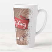 Elegant Kerstmis Script Wit Sneeuwvlokken Latte Mok (Rechts)