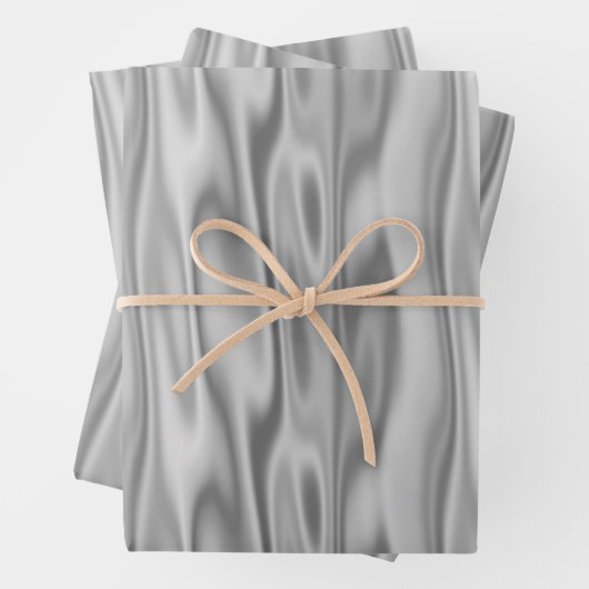 Elegant Kerstmis Silver Faux Satin Graphic Inpakpapier Vel (In situ)