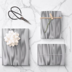 Elegant Kerstmis Silver Faux Satin Graphic Inpakpapier Vel