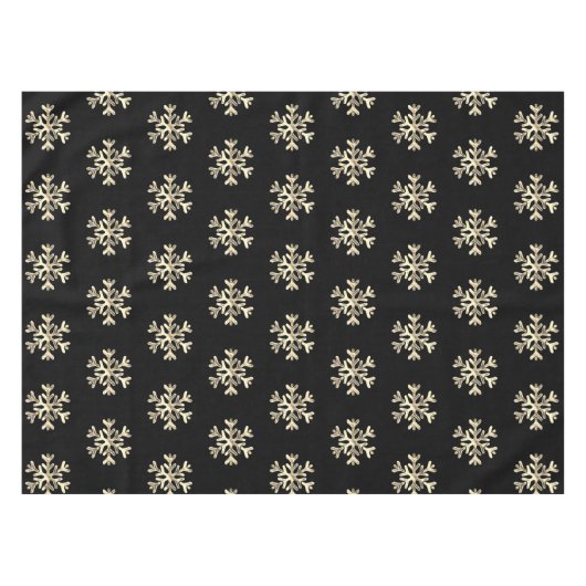 Elegant Kerstmis Snowflake Pattern Black and Gold Tafelkleed (Voorkant (Horizontaal))
