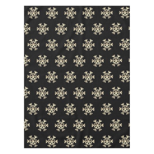 Elegant Kerstmis Snowflake Pattern Black and Gold Tafelkleed (Voorkant)