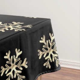 Elegant Kerstmis Snowflake Pattern Black and Gold Tafelkleed