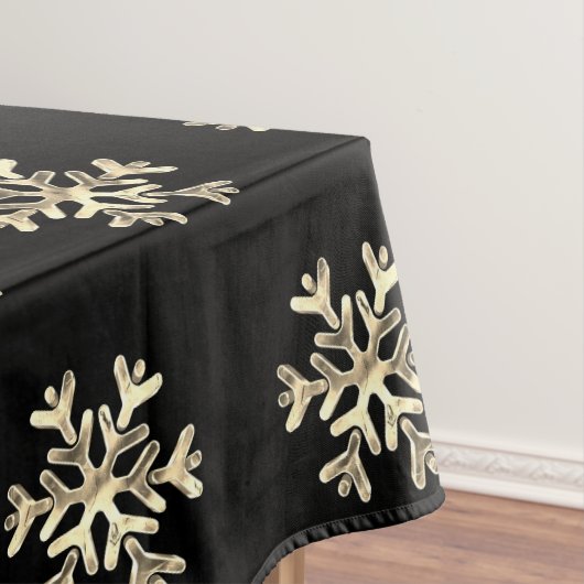 Elegant Kerstmis Snowflake Pattern Black and Gold Tafelkleed (Voorbeeld)