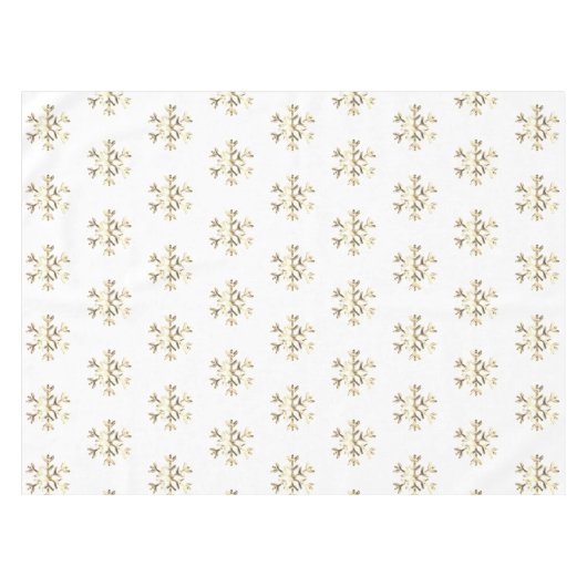 Elegant Kerstmis Snowflake Pattern Gold en White Tafelkleed (Voorkant (Horizontaal))