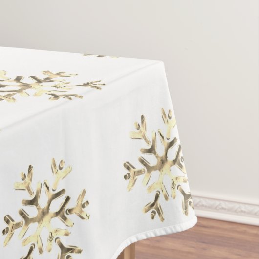 Elegant Kerstmis Snowflake Pattern Gold en White Tafelkleed (Voorbeeld)