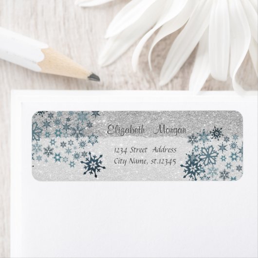 Elegant, Kerstmis, Snowflakes, Glitterij Etiket (Insitu)