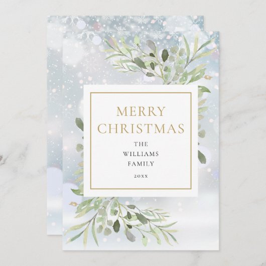 Elegant Kerstmis Snowflakes Holiday Kaart (Voorkant / Achterkant)