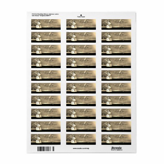 Elegant Kerstmis, Snowman, Faux Gold Etiket (Full Sheet)