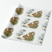 Elegant Kerstmis Snowy Bunny and Birds Cadeaupapier (Uitgerold)