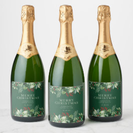 Elegant Kerstmis Sparkling Wijnetiket