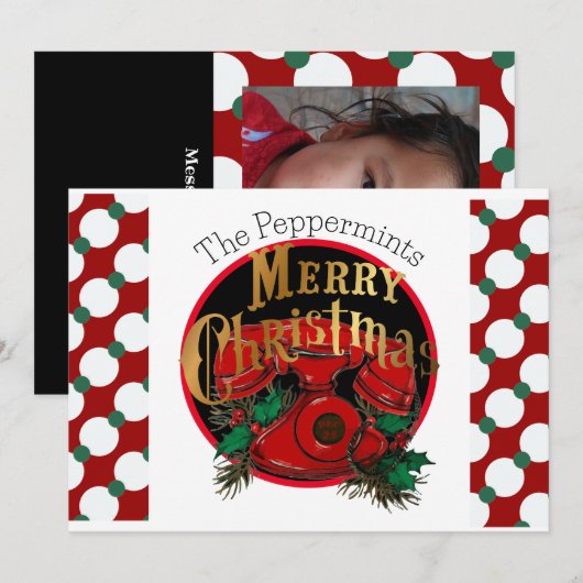 Elegant Kerstmis Telefoon Gepersonaliseerd Feestdagenkaart (Voorkant / Achterkant)