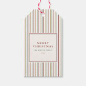 Elegant Kerstmis Vintage Strepen Cadeaulabel (Voorkant)