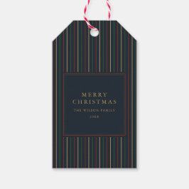 Elegant Kerstmis Vintage Strepen  Cadeaulabel