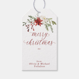 Elegant Kerstmis Watercolor Bessen Vakantie Cadeaulabel