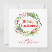 Elegant Kerstmis Waterverf met grote fotokaart (Voorkant)