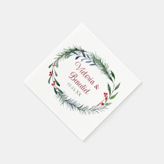 Elegant Kerstmis Waterverf Pine Needle Weddenschap Servet (Hoek)