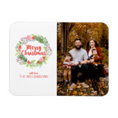 Elegant Kerstmis Waterverf Wreatfoto Holiday Magneet (Horizontaal)