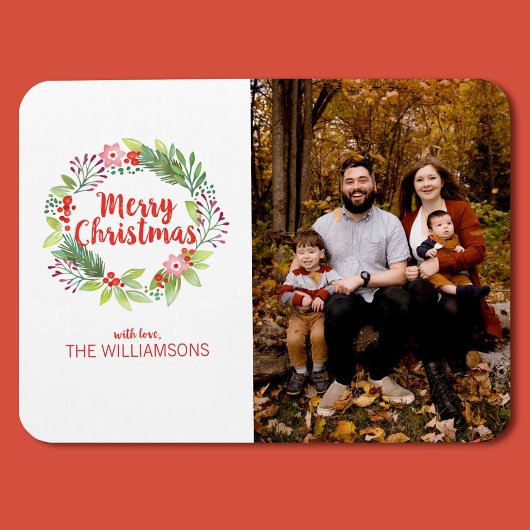 Elegant Kerstmis Waterverf Wreatfoto Holiday Magneet