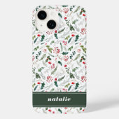 Elegant Kerstmis Winter Botanische Patroon Case-Mate iPhone Case (Achterkant)
