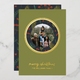 Elegant Kerstmis Winter groen Folie Feestdagenkaart