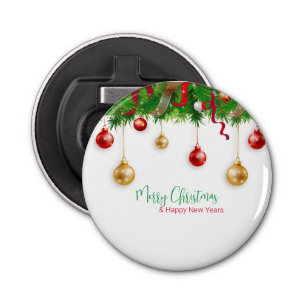 Elegant Kerstmis Wreater Boarder met Ornamenten Button Flesopener