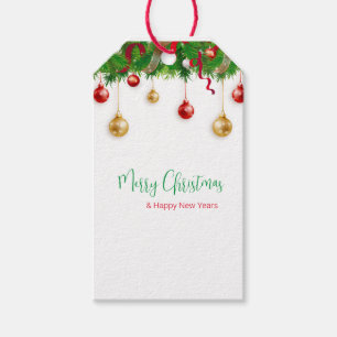 Elegant Kerstmis Wreater Boarder met Ornamenten Cadeaulabel