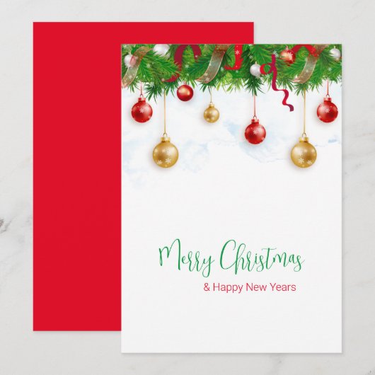 Elegant Kerstmis Wreater Boarder met Ornamenten Kaart (Voorkant / Achterkant)