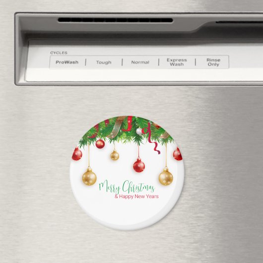 Elegant Kerstmis Wreater Boarder met Ornamenten Magneet (Insitu (Vaatwasser))