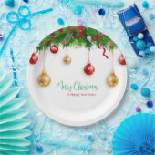 Elegant Kerstmis Wreater Boarder met Ornamenten Papieren Bordje (Feest)