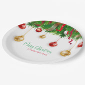 Elegant Kerstmis Wreater Boarder met Ornamenten Papieren Bordje (Gekanteld)