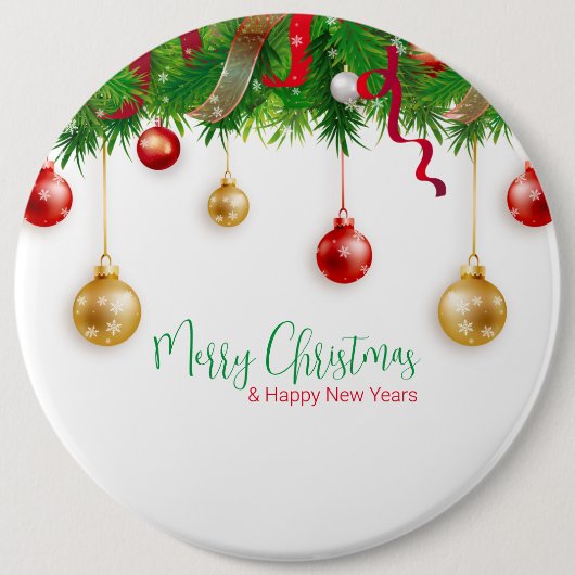 Elegant Kerstmis Wreater Boarder met Ornamenten Ronde Button 6,0 Cm (Voorkant)