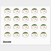 Elegant Kerstmis Wreater Boarder met Ornamenten Ronde Sticker (Vel)