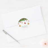 Elegant Kerstmis Wreater Boarder met Ornamenten Ronde Sticker (Envelop)