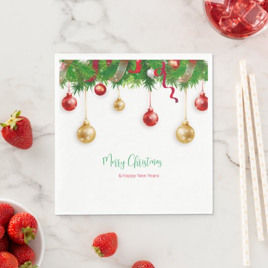 Elegant Kerstmis Wreater Boarder met Ornamenten Servet (Insitu)