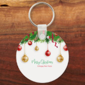 Elegant Kerstmis Wreater Boarder met Ornamenten Sleutelhanger (Voorkant)