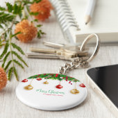 Elegant Kerstmis Wreater Boarder met Ornamenten Sleutelhanger (Zijkant)