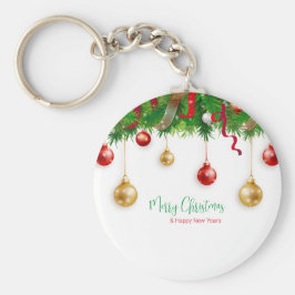 Elegant Kerstmis Wreater Boarder met Ornamenten Sleutelhanger
