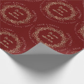 Elegant Kerstmis Wreath Adore Him Red Gold Cadeaupapier (Hoek)