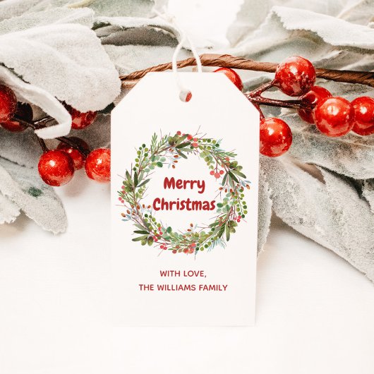Elegant Kerstmis Wreath Cadeaulabel