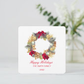 Elegant Kerstmis Wreath Feestdagenkaart (Staand voorkant)